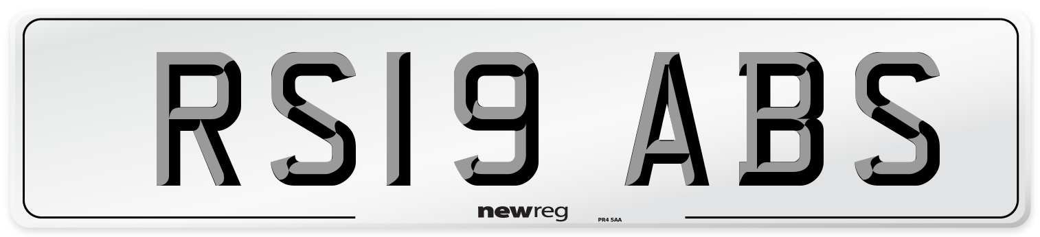 RS19 ABS Number Plate from New Reg
